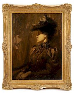 Charles Naegele, "Portrait of a Lady", Signed Oil