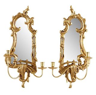 Pair, Chinese Chippendale Giltwood Wall Sconces