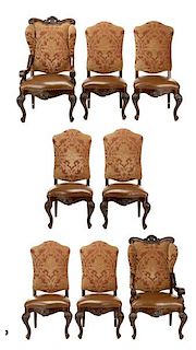 Set, 8 Louis XIII Throne Dining Chairs