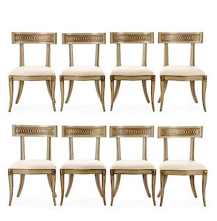 Set of 8 Regency Style Klismos Form Side Chairs