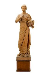 Classical Carved Oak Sculpture of Ceres