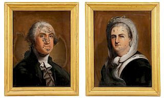 Pair, Verre Églomisé Washington Portraits