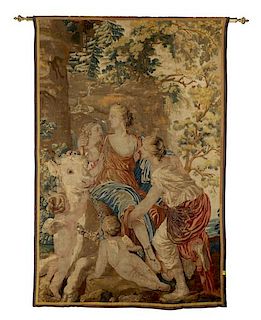 18th C. French Wool Tapestry, The Rape of Europa