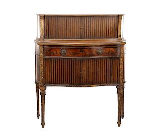 French Louis XVI Style Double Tambour Cabinet