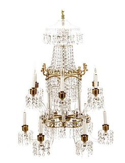 Palatial Empire Style Crystal and Glass Chandelier