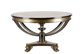 Empire Style Faux Painted Wood & Tole Center Table