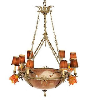 French Empire Style Bronze & Marble Chandelier