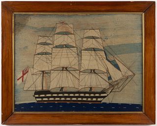 ENGLISH SAILOR'S "WOOLIE" NEEDLEWORK NAUTICAL PICTURE