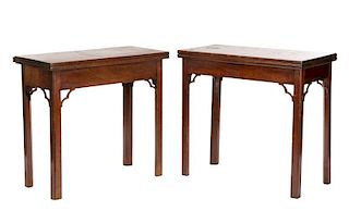 Pair, English Chippendale Style Game Tables