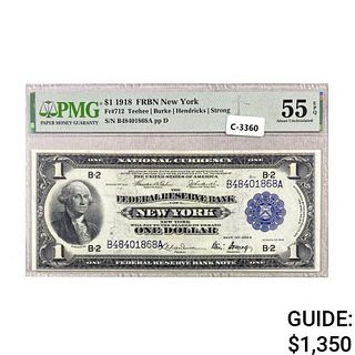 1918 $1 FRBN NEW YORK, NY PMG AU55 EPQ