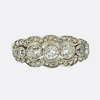 Edwardian Old Cut Diamond Five-Stone Cluster Ring