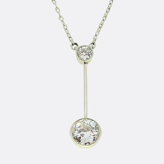 Edwardian Diamond Drop Pendant Necklace