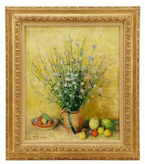 Andre Vignoles "Chicorees Sauvages et Fruits", Oil