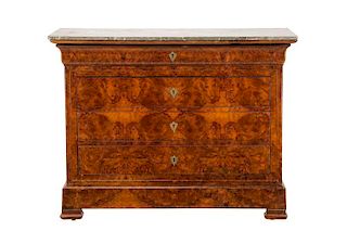 French Louis Philippe Burled Wood Chest of Drawers