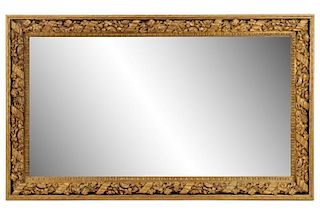 Large Gilt & Patinated Mirror with Laurel & Ribbon