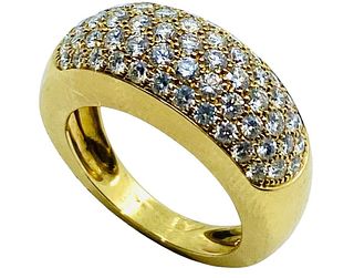 Van Cleef & Arpels Pave Diamond Gold Dome Ring