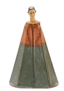 Large Continental Painted Wood Santos Cage Doll