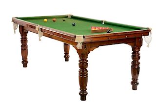 English Stained Walnut Snooker Table