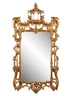Chinese Chippendale Giltwood Wall Mirror