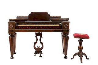 Victorian Rosewood Melodeon w/Piano Stool