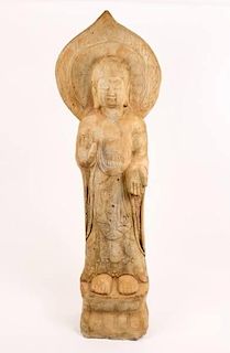 Cast Stone Asian Figural Buddha Sculpture