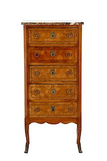 Louis XV Style Parquetry Inlaid Petite Chest