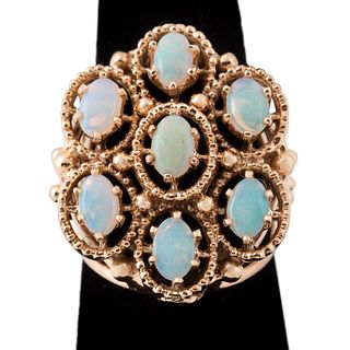 OPAL & 14K YELLOW GOLD CLUSTER RING
