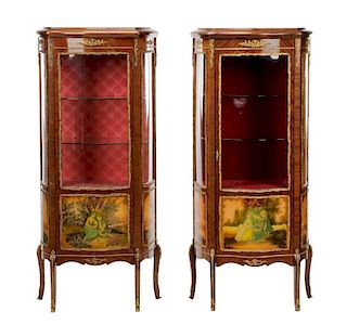 Pair, Louis XV Style Curio Cabinets