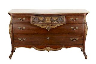 Louis XV Style Mahogany Commode w/ Marble Top