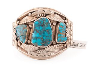 VINTAGE NAVAJO TURQUOISE & STERLING CUFF