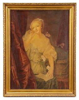 Follower of Greuze, "Portrait of a Muse", Oil