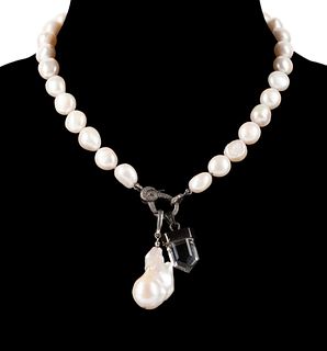 2PCS CULTURED BAROQUE PEARL & STERLING JEWELRY