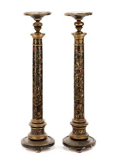 Pair, English Regency Lacquered Pedestals