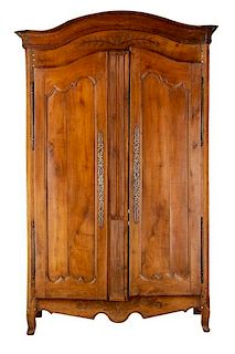 **French Provincial Carved Oak Armoire