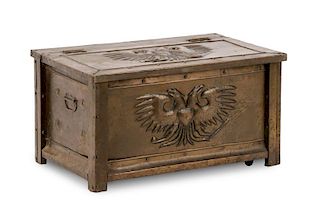 Continental Brass Covered Heraldic Chest