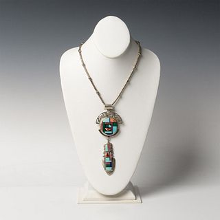 Frank Yellowhorse Navajo Sterling Multi-Stone Inlay Necklace