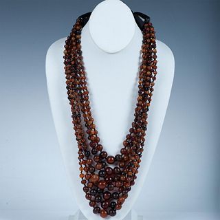 Multi Strand Amber and Tortoise Necklace