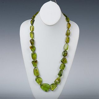 Natural Green Amber Bead Necklace