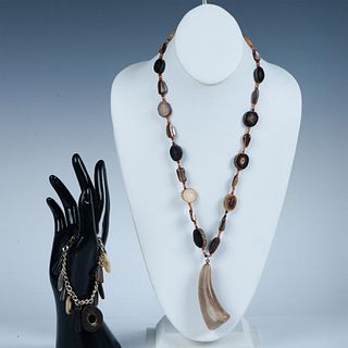2pc Horn and Shell Necklace and Bracelet