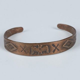 Vintage Copper Bell Trading Post Tribal Thunderbird Bracelet
