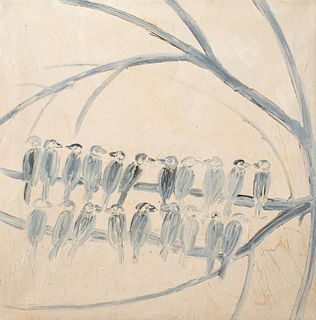 Hunt Slonem "Java Rice Birds" Oil on Canvas, 1993