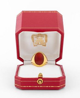 Cartier 18K Yellow Gold Carnelian Ring