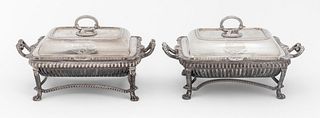 George III Sterling Silver Chafing Dishes, Pair