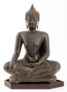 Thai Seated Buddha Shakyamuni Bronze Sculpture
