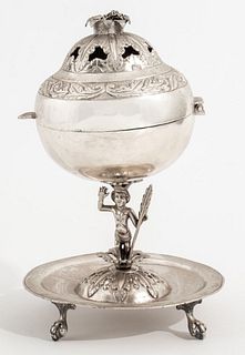 Spanish Colonial Silver Incense Burner, 18th C.
