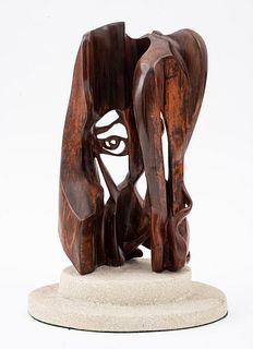 Noll Style Modern Wood Abstract Face Sculpture