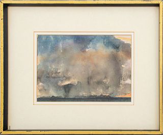 John Houston "Rain Clouds Over Sea" Watercolor