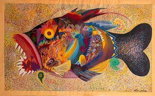 Nikita Denisenkov Abstract Fish Oil on Canvas