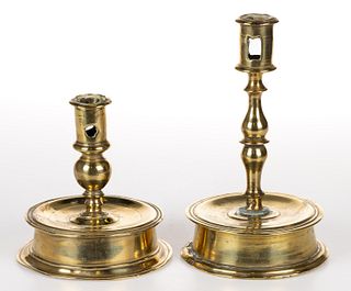 ASSORTED SPANISH BRASS CANDLESTICKS, LOT OF TWO