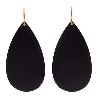 Pair of Black Steel, 18k Earrings, Julia Turner